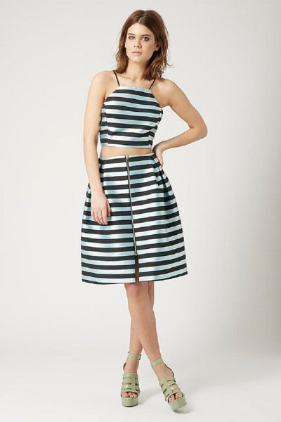 Topshop Striped A Line Scuba Skirt