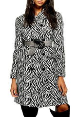 Topshop Zebra Print Double Breasted Shimmer Coat