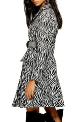 Topshop Zebra Print Double Breasted Shimmer Coat