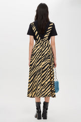 Topshop Zebra Print Striped Pinafore V Neck Dress