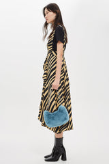 Topshop Zebra Print Striped Pinafore V Neck Dress
