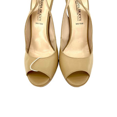 Eliana Bucci Tan Leather Peep Toe Platform Heels