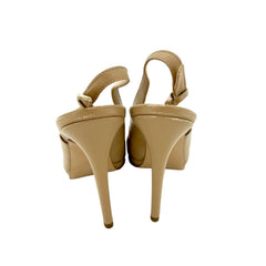 Eliana Bucci Tan Leather Peep Toe Platform Heels
