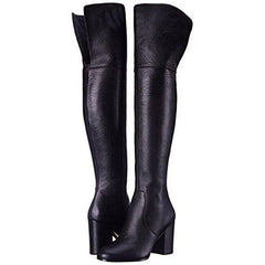 Via Spiga Beline Black Leather Over The Knee Block Heel Boots