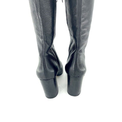 Via Spiga Beline Black Leather Over The Knee Block Heel Boots