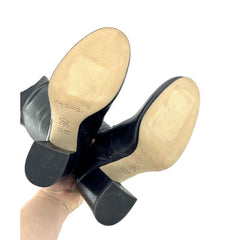 Via Spiga Beline Black Leather Over The Knee Block Heel Boots