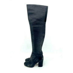 Via Spiga Beline Black Leather Over The Knee Block Heel Boots