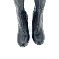 Via Spiga Beline Black Leather Over The Knee Block Heel Boots