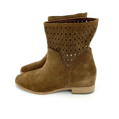 Michael Kors Brown Perforated Suede Leather Ankle Boots