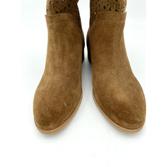 Michael Kors Brown Perforated Suede Leather Ankle Boots