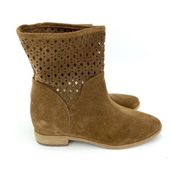 Michael Kors Brown Perforated Suede Leather Ankle Boots