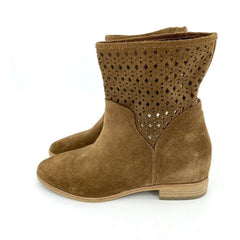 Michael Kors Brown Perforated Suede Leather Ankle Boots