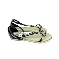 Stele Jeweled Rhinestones Black Patent Leather Sandals