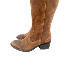 BORN Basil Tobacco Distressed Brown Suede Leather Riding Boots
