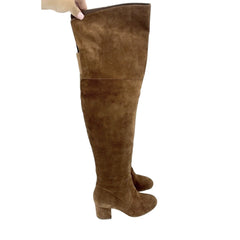 Via Spiga Finlay Brown Suede Leather Over the Knee Boots