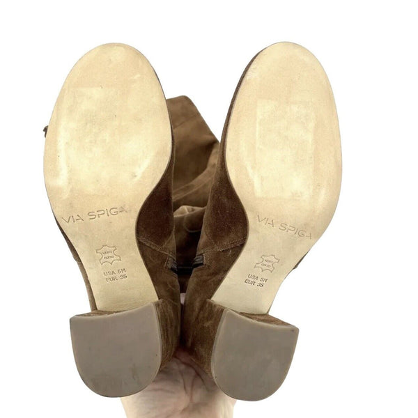 Via Spiga Finlay Brown Suede Leather Over the Knee Boots