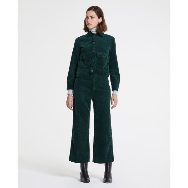 AG Adriano Goldschmied The Etta Green Corduroy Wide Leg Cropped Pants