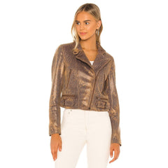 Free People Snakeskin Fenix Vegan Leather Moto Jacket
