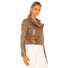 Free People Snakeskin Fenix Vegan Leather Moto Jacket