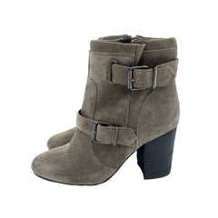 Vince Camuto Simlee Grey Wild Mushroom Suede Leather Ankle Boots