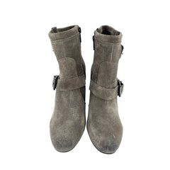 Vince Camuto Simlee Grey Wild Mushroom Suede Leather Ankle Boots