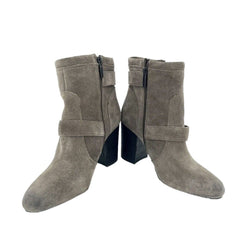 Vince Camuto Simlee Grey Wild Mushroom Suede Leather Ankle Boots