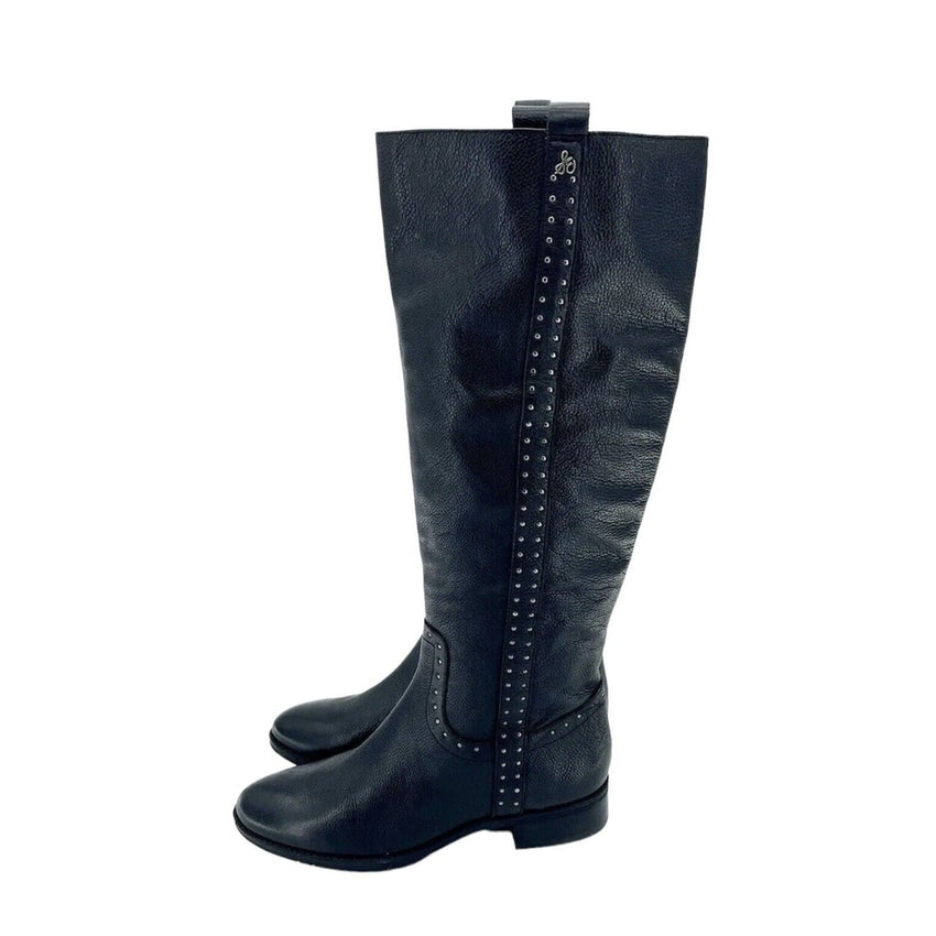 Sam Edelman Soft Studded Leather Tall Riding Black Boots