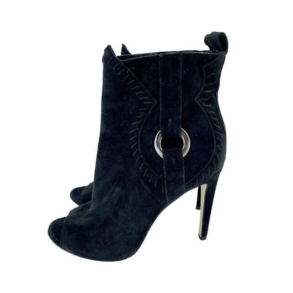 Rebecca Minkoff Ridley Black Suede Leather Peep Toe Booties - PRE-OWNED