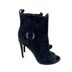 Rebecca Minkoff Ridley Black Suede Leather Peep Toe Booties - PRE-OWNED