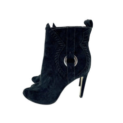 Rebecca Minkoff Ridley Black Suede Leather Peep Toe Booties - PRE-OWNED