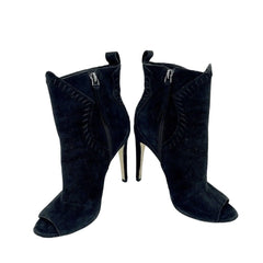 Rebecca Minkoff Ridley Black Suede Leather Peep Toe Booties - PRE-OWNED