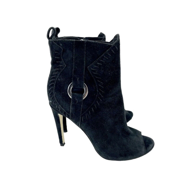 Rebecca Minkoff Ridley Black Suede Leather Peep Toe Booties - PRE-OWNED