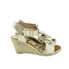 Cuple Gold Leather Espadrille Wedge Sandals