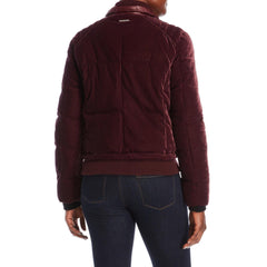 Marc New York Burgundy Quilted Velvet Bomber Jacket