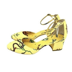 Giannico Italy Yellow Brighton Printed Ankle Block Shoes