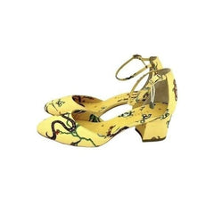 Giannico Italy Yellow Brighton Printed Ankle Block Shoes