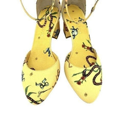 Giannico Italy Yellow Brighton Printed Ankle Block Shoes