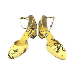 Giannico Italy Yellow Brighton Printed Ankle Block Shoes