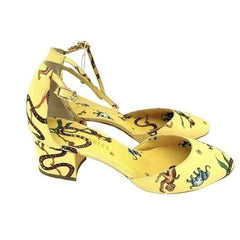 Giannico Italy Yellow Brighton Printed Ankle Block Shoes