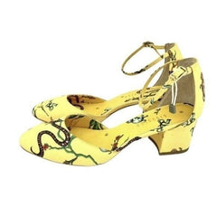 Giannico Italy Yellow Brighton Printed Ankle Block Shoes
