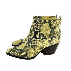 Sam Edelman Yellow Snake Print Western Ankle Boots