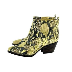 Sam Edelman Yellow Snake Print Western Ankle Boots