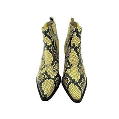 Sam Edelman Yellow Snake Print Western Ankle Boots