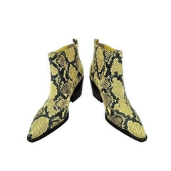 Sam Edelman Yellow Snake Print Western Ankle Boots