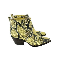 Sam Edelman Yellow Snake Print Western Ankle Boots