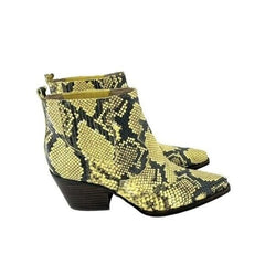 Sam Edelman Yellow Snake Print Western Ankle Boots