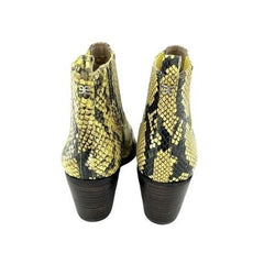 Sam Edelman Yellow Snake Print Western Ankle Boots