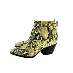 Sam Edelman Yellow Snake Print Western Ankle Boots