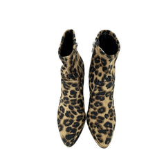 Marc Fisher Leopard Print Faux Suede Block Heel Ankle Boots