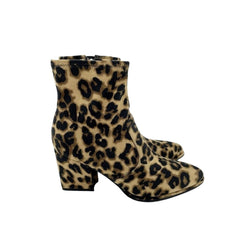 Marc Fisher Leopard Print Faux Suede Block Heel Ankle Boots